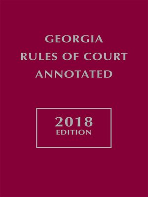 cover image of Georgia Rules of Court Annotated